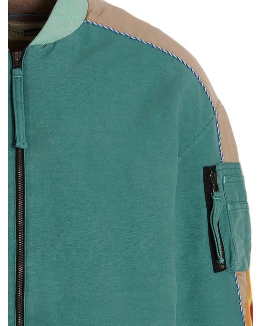 Incotex Green Bomber With Contrast Bands for men