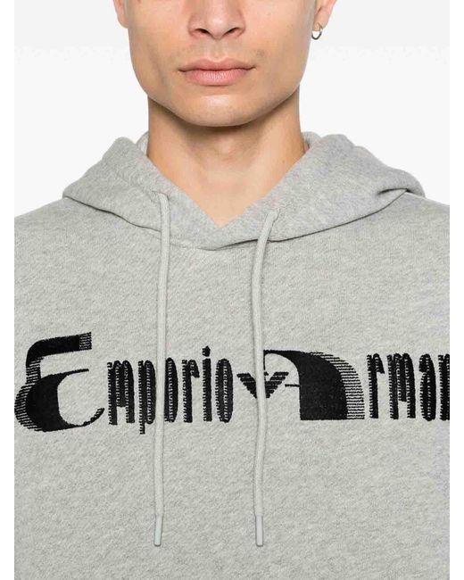 ARMANI EXCHANGE Gray Logo Cotton Hoodie for men