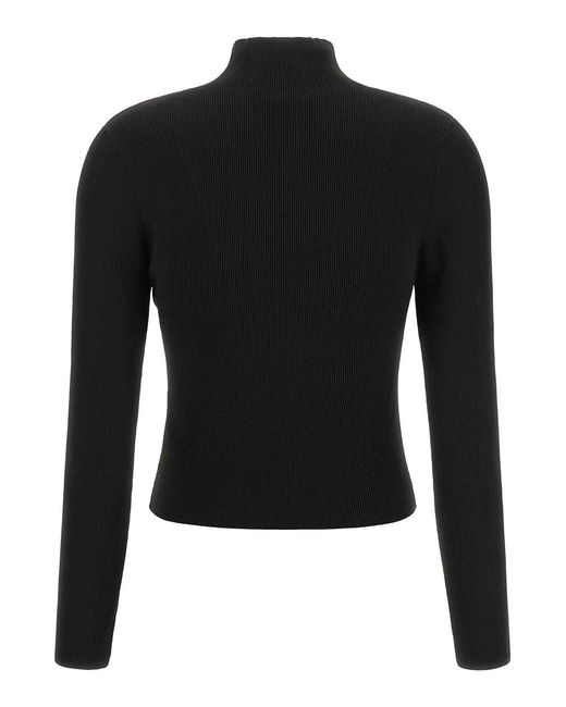 Alexander Wang Black Ribbed Sweater With Logo