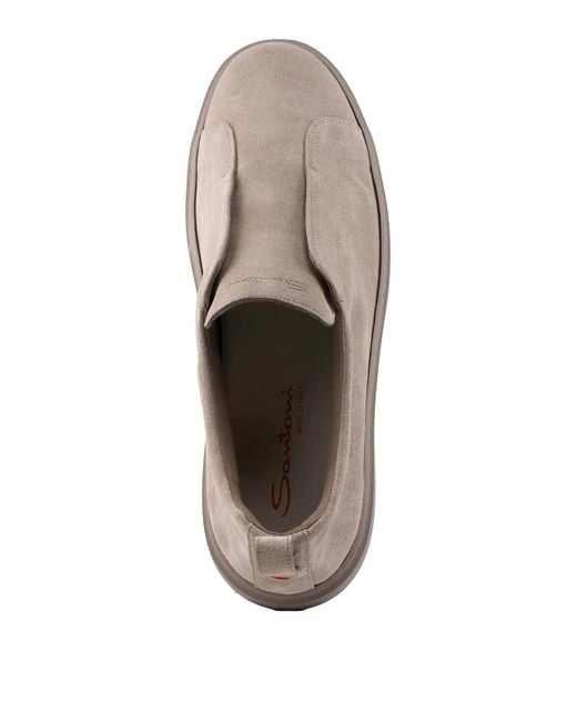 Santoni Gray Victory-Seym45 Slip-On Suede Sneakers for men
