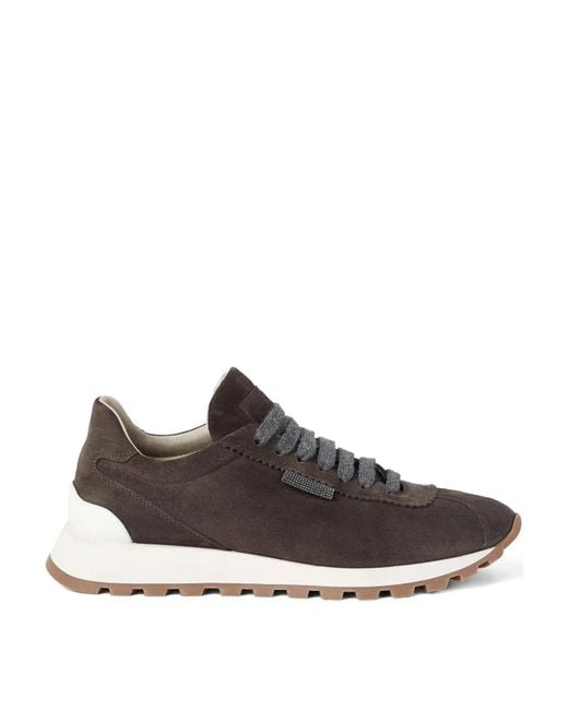 Brunello Cucinelli Brown Suede Runner Sneakers
