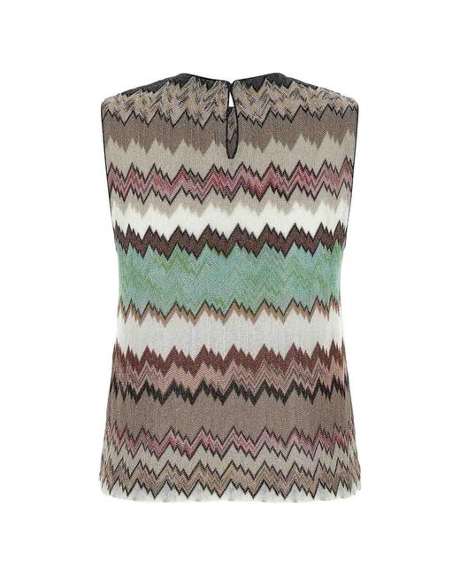 Missoni Gray Zigzag Lamé Top
