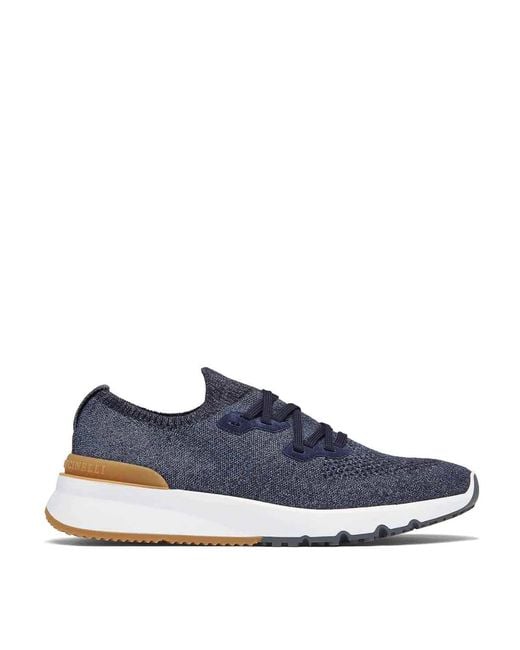 Brunello Cucinelli Blue Cotton Chin Knit Runner Sneakers for men