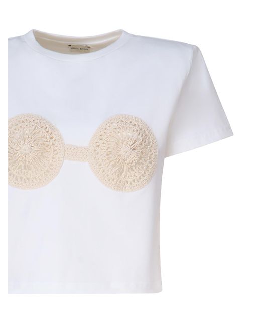 Magda Butrym White T-shirt With Crochet Detail