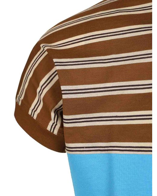 Versace Blue Striped Cotton T-Shirt With Inlay for men