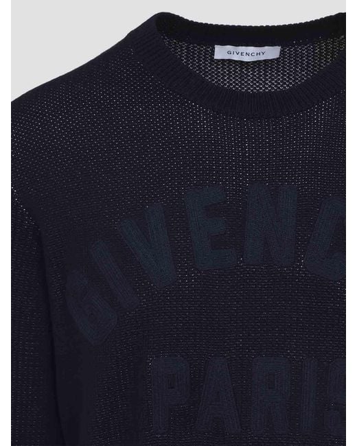 Givenchy Blue Cotton Pullover for men