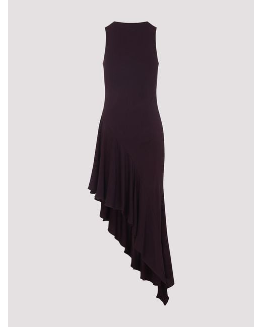 Alaïa Blue Asymmetric Ruffled Midi Dress