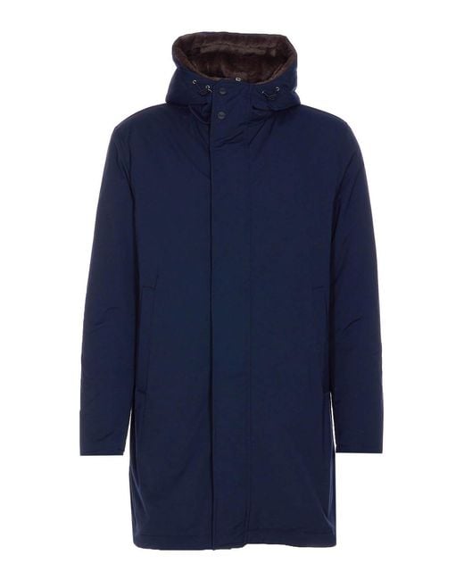Herno Blue Hooded Padded Parka for men