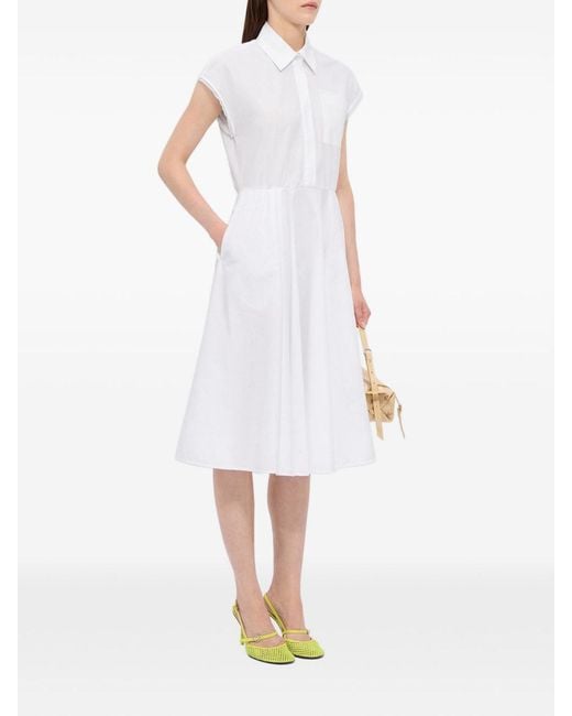 MSGM White Midi Dress With Pocket