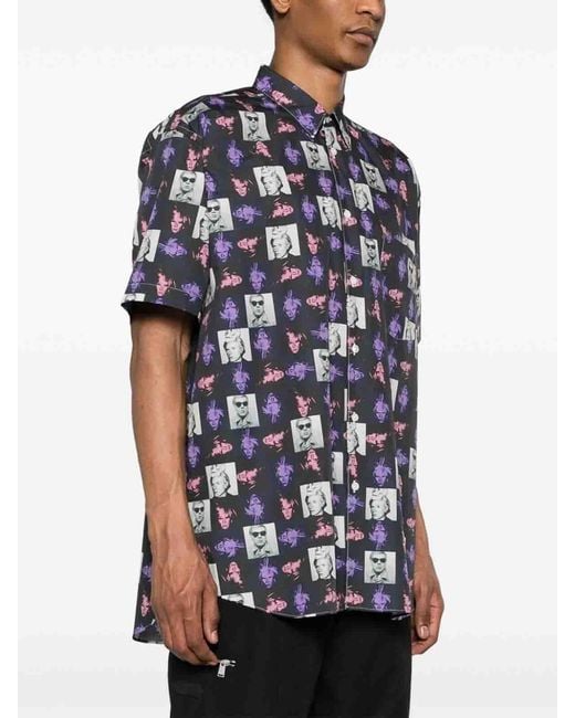 Comme des Garçons Blue Printed Cotton Shirt for men