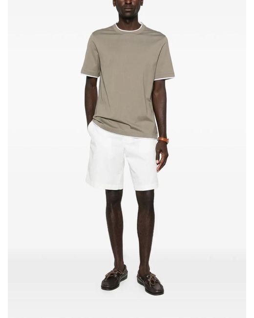 Brunello Cucinelli Natural T-Shirt With Faux-Layering for men