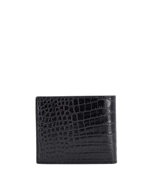 Tom Ford Black Leather Wallet With Croco Print for men