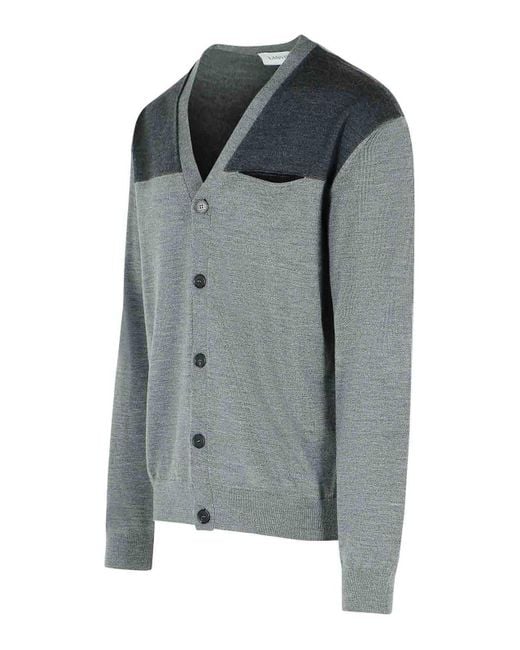 Lanvin Gray Wool Cardigan for men