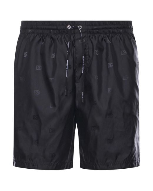Dolce & Gabbana Black Swim Shorts With Logo for men