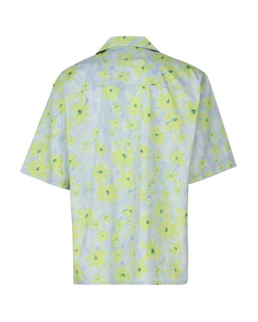 Marni Green Bowling Poplin Shirt With Parade Print for men