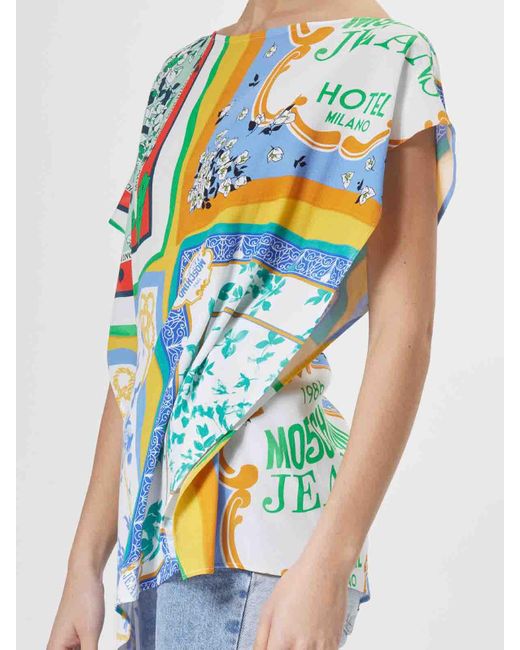 Moschino Blue Top Stampa Foulard