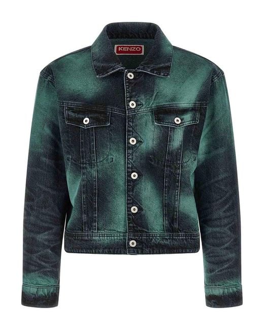 KENZO Green Shirt Collar Jackets for men