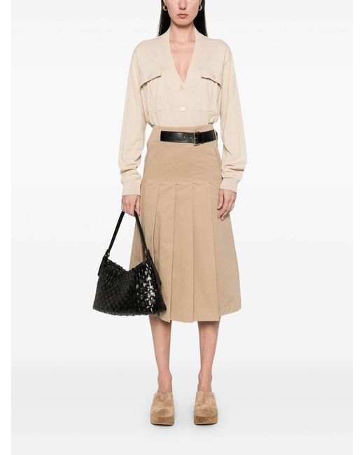 Semicouture Natural Cotton Midi Skirt