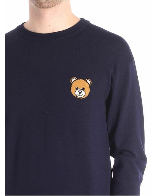Moschino Blue Crewneck Teddy Bear Pullover for men