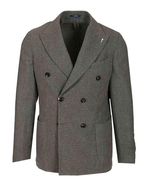 Guarinucci Gray Unlined Double-Breasted Blazer for men