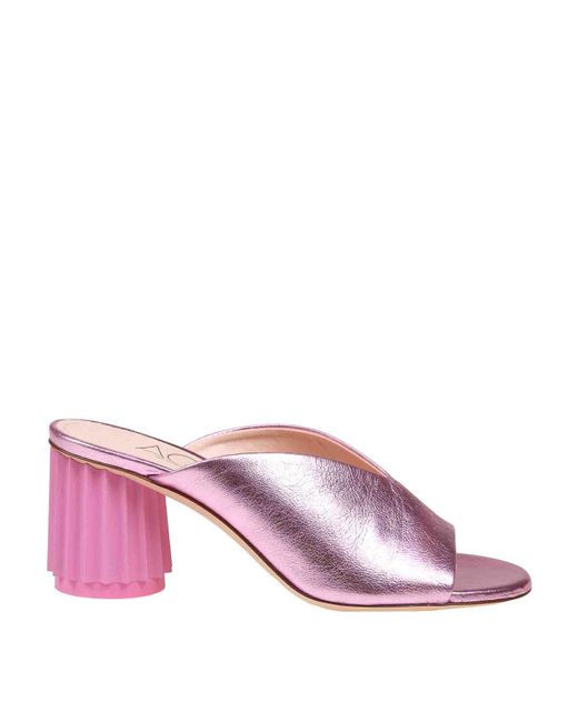 Agl Attilio Giusti Leombruni Pink Metallic Leather Slides