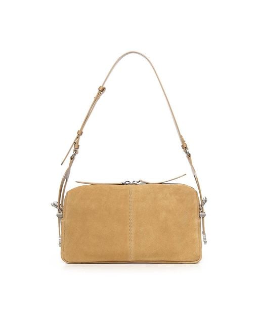 Pinko Natural Keeper Bag Medium Suede Shoulder Bag
