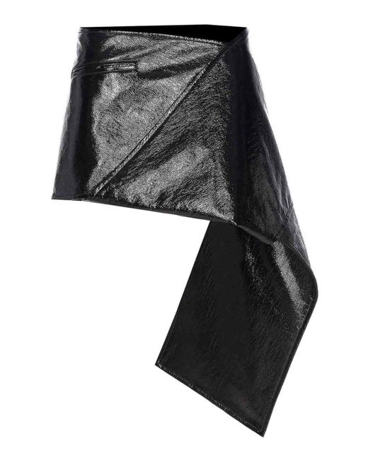 Courreges Black Fold Vinyl Mini Skirt