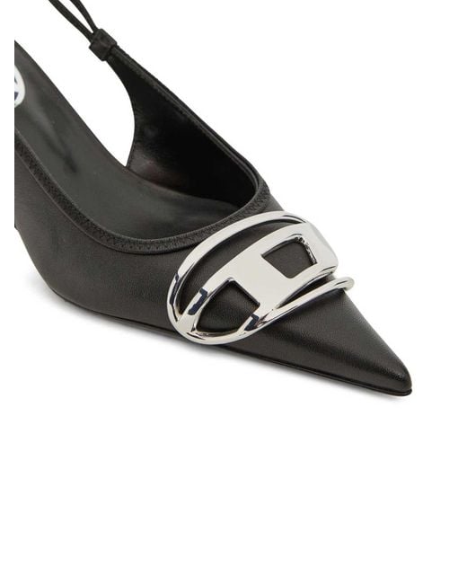 DIESEL Black Venus Leather Slingback Pumps
