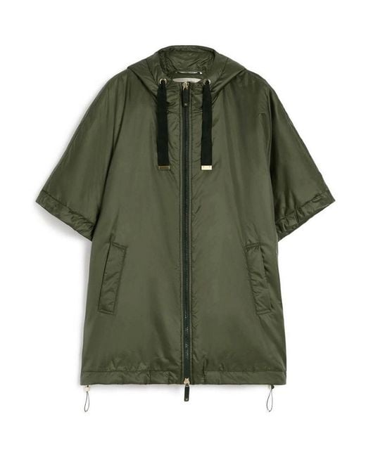 Max Mara Green Padded Hooded Cape