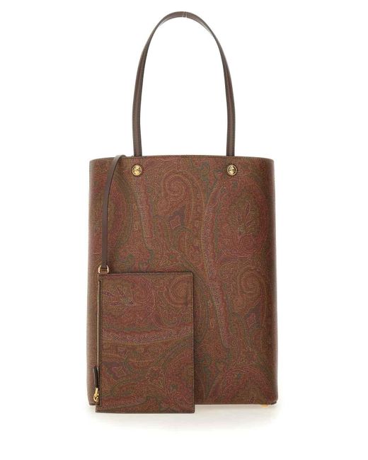 Etro Brown Paisley Shopping Bag for men