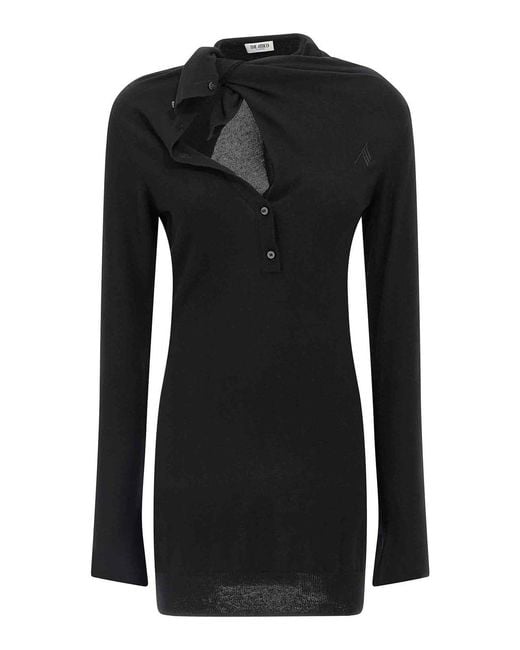 The Attico Black Cashmere Wool Dress