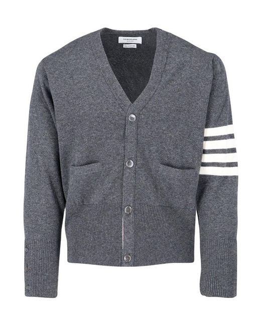 Thom Browne Gray 4-Bar Cashmere Cardigan for men