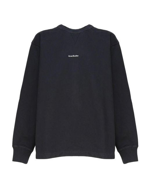 Acne Blue Over Cotton Sweatshirt With Front Logo for men