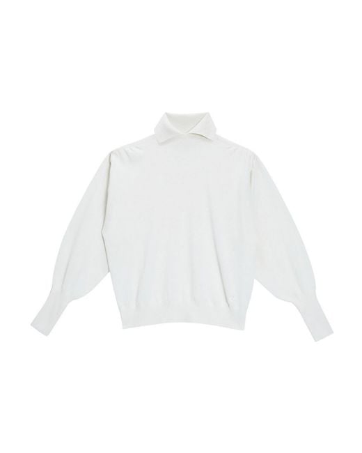Genny White Cashmere Collar Sweater