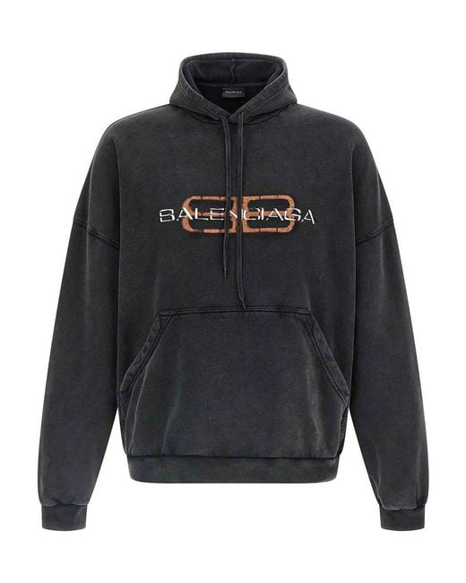 Balenciaga Black Cotton Sweatshirt With Hood for men