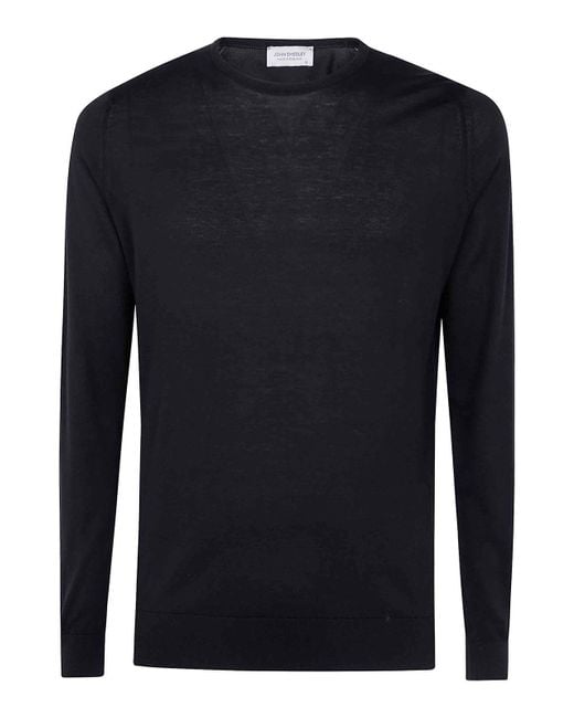 John Smedley Blue Hatfield Long Sleeves Crewneck Pullover for men