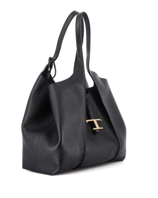 Tod's Black Hammered Leather Tote
