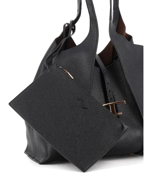 Tod's Black Hammered Leather Tote