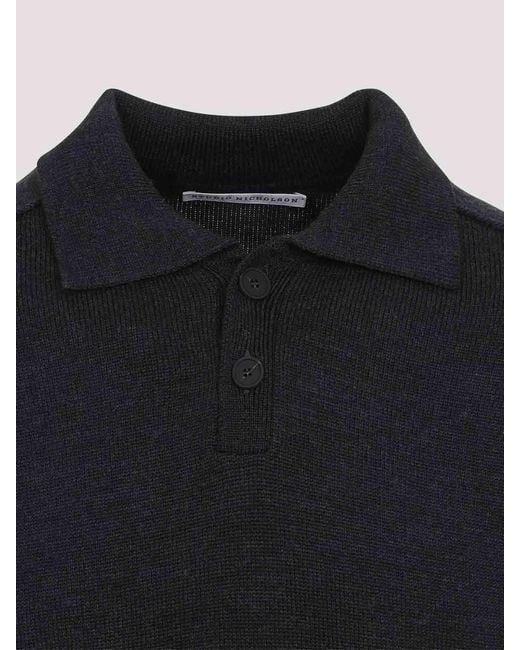 Studio Nicholson Black Sark Polo Shirt Jumper for men