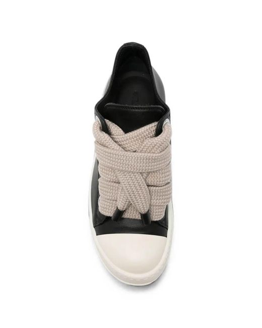 Rick Owens Black Jumbolace Low Leather Sneakers