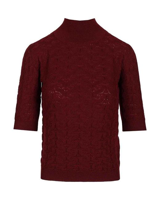 Etro Red Mock Neck Sweater