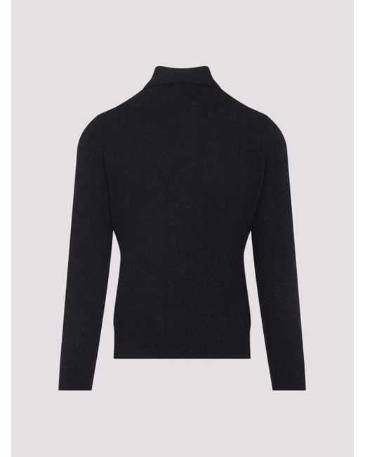 Brunello Cucinelli Black Cashmere Ls Polo for men