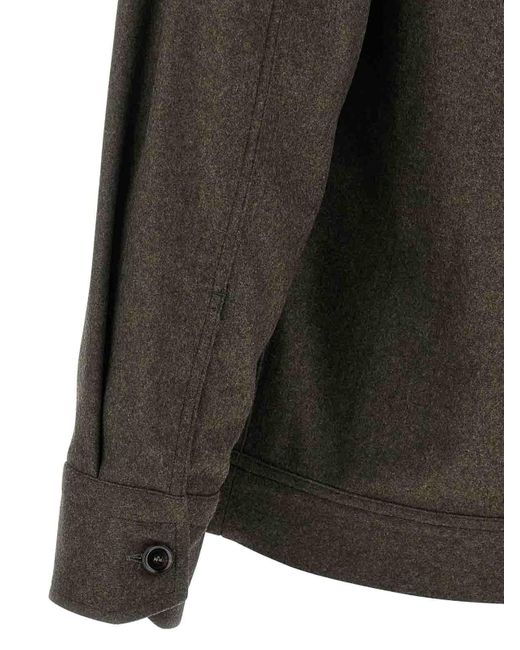 Brioni Gray Wool Cloth Overshirt for men