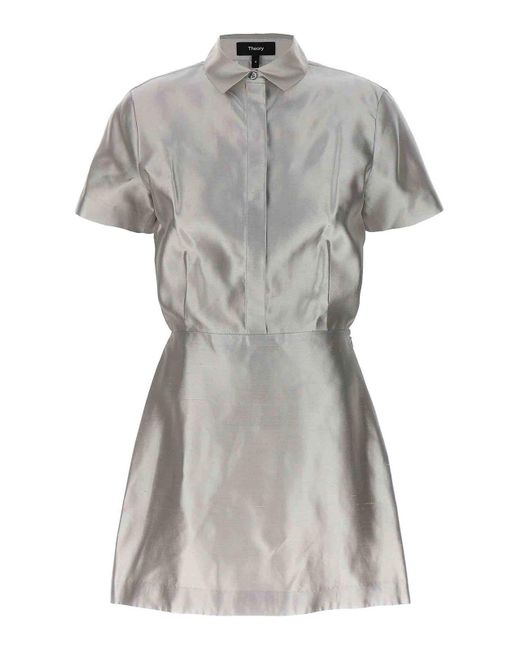 Theory Gray Silk Mini Dress