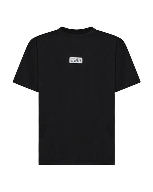MM6 by Maison Margiela Black Numeric Jersey T-Shirt With Logo for men