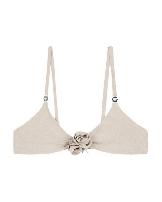Coperni Natural Linen Flower Bikini Top