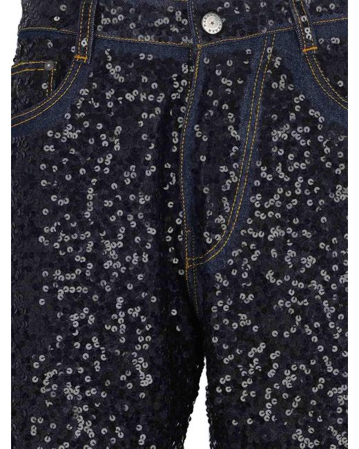 P.A.R.O.S.H. Blue Guff Sequin Straight Jeans