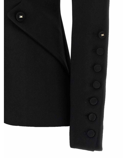 Elisabetta Franchi Black Lightweight Single-Breasted Tuxedo Blazer