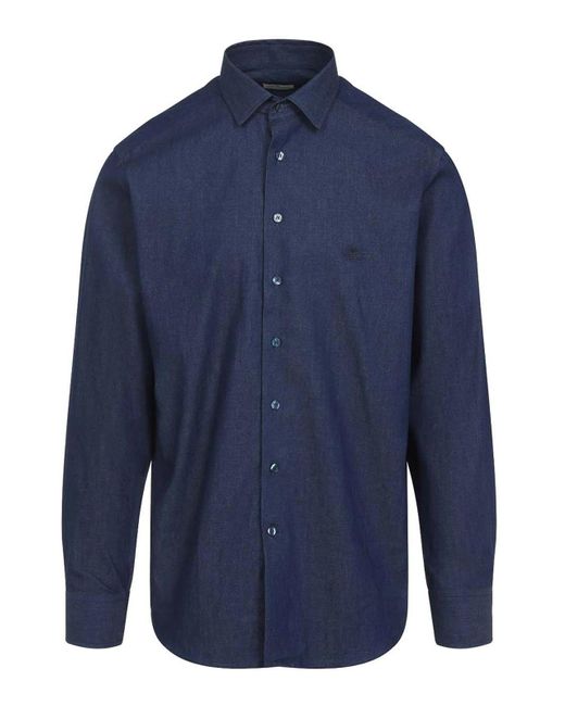 Etro Blue Roma Logo Shirt for men