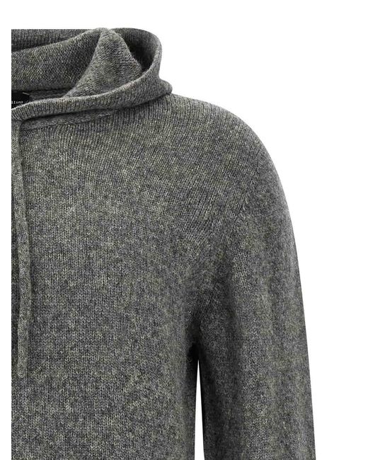 Roberto Collina Gray Hooded Sweater for men